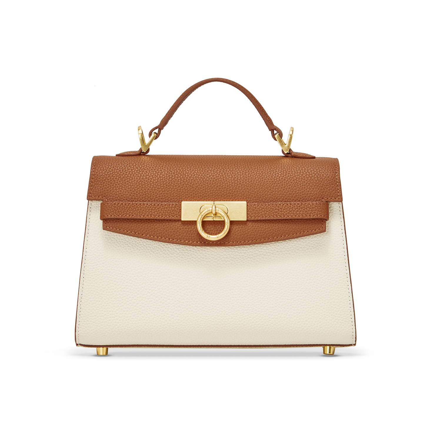 Unlocked Top Handle Bag in Cream Brown | Parisa Wang