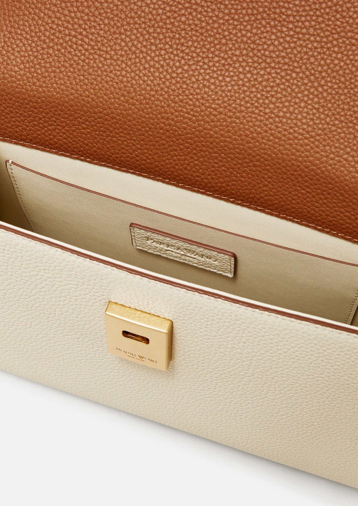 Unlocked Top Handle Bag in Cream Brown | Parisa Wang
