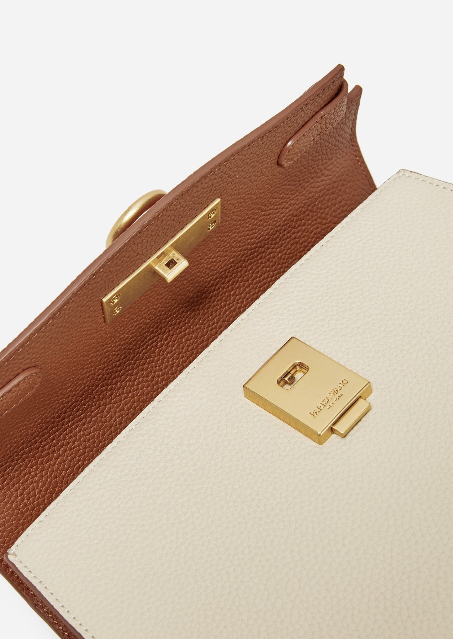 Unlocked Top Handle Bag in Cream Brown | Parisa Wang