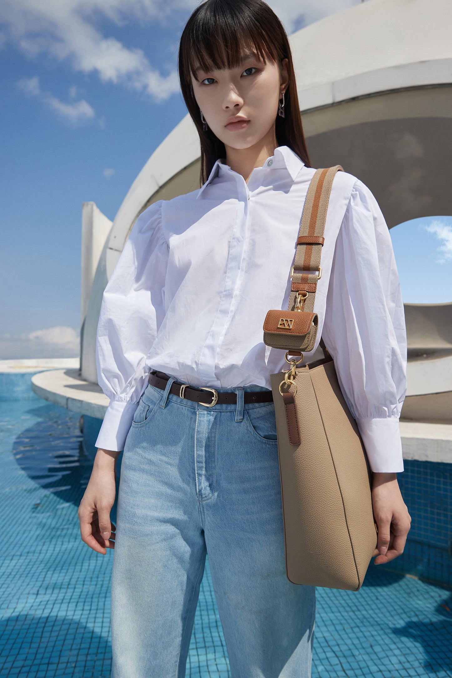 PW Webbing Strap in Taupe Brown | Parisa Wang | Featured