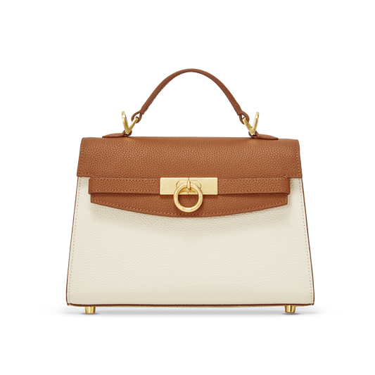 Unlocked Top Handle Bag in Cream Brown | Parisa Wang