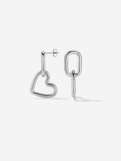 Heart Link Hoop Earrings