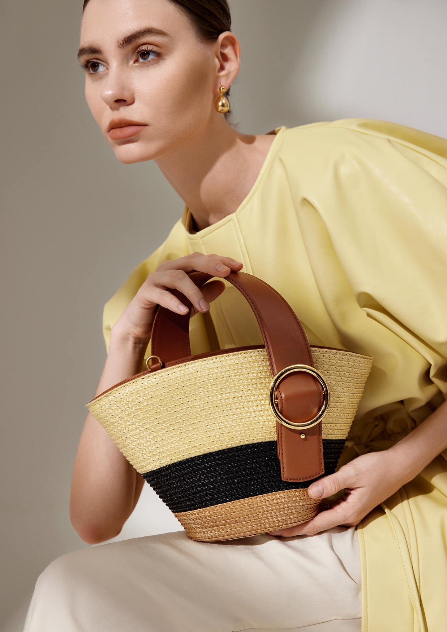 Audrey Raffia Fan Bag