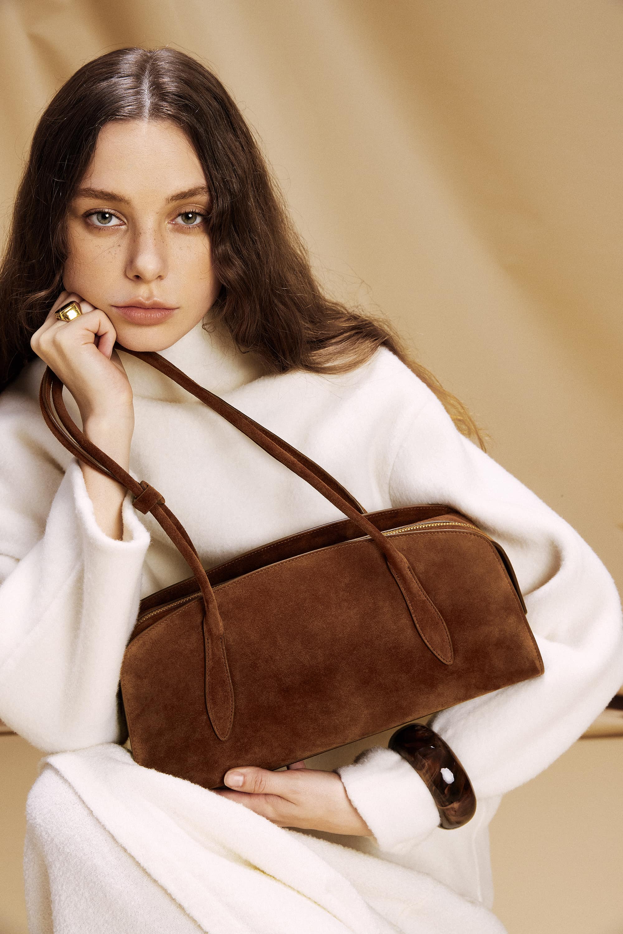 Gabrielle East-West Shoulder Bag | Suede | Parisa Wang New York