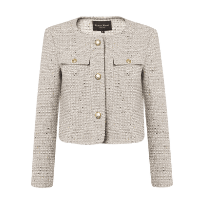 ジャケット・アウター tweed fur jacket&pocket fur Soho Grey Tweed Jacket – Parisa Wang New York