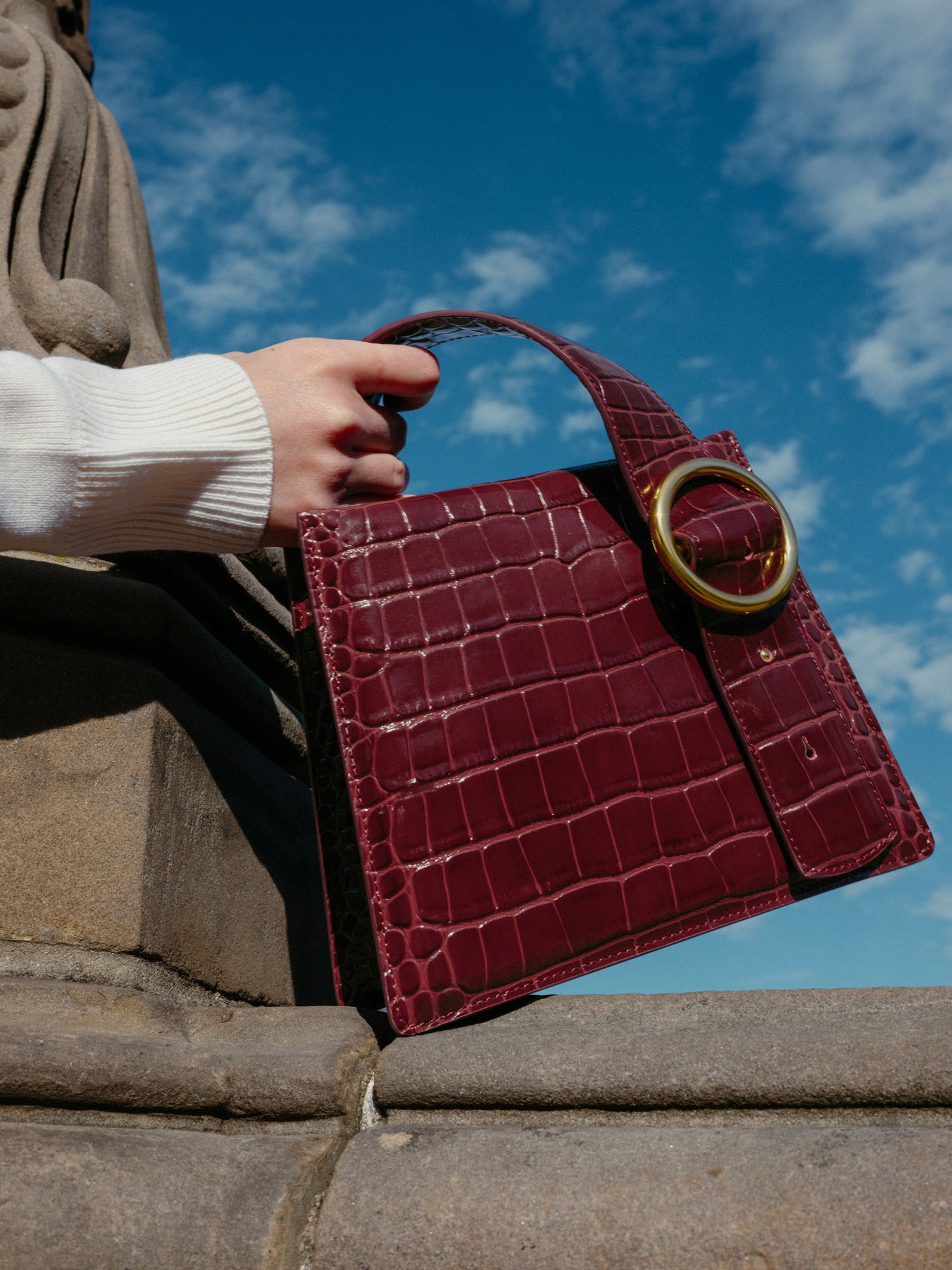Enchanted Top Handle Bag in Burgundy | Parisa Wang | Featured