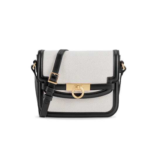 Unlocked Box Flap Bag in Canvas Black | Parisa Wang