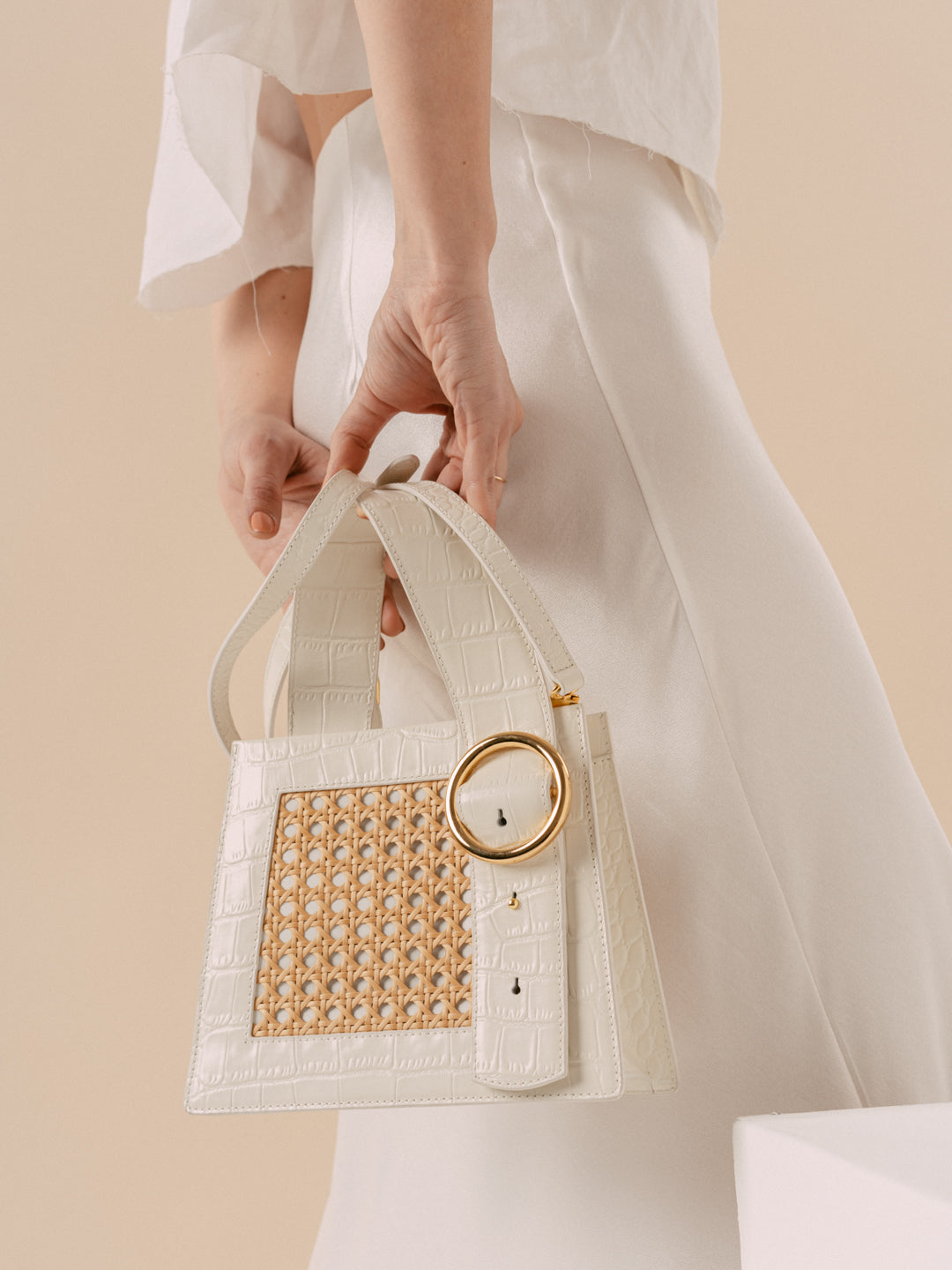 Enchanted Top Handle Bag in Bamboo Cream | Parisa Wang