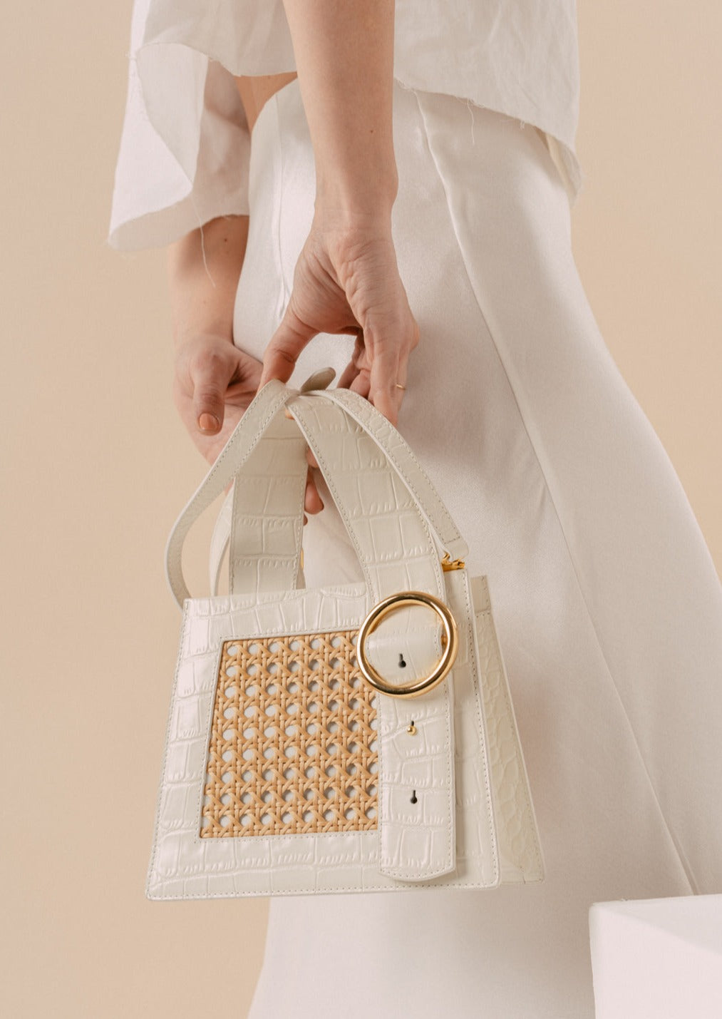 Enchanted Top Handle Bag in Bamboo Cream | Parisa Wang