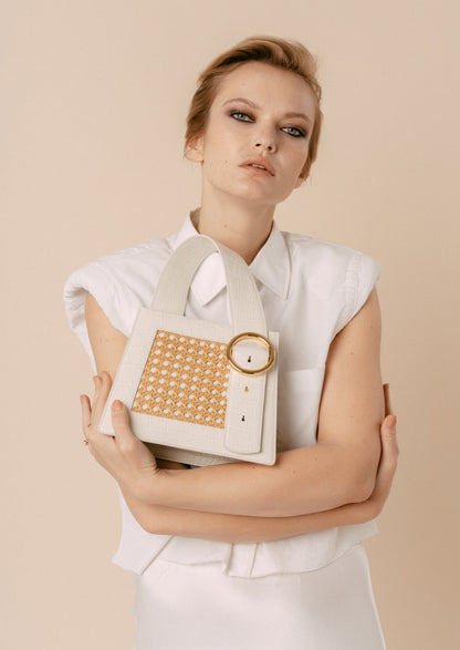 Enchanted Top Handle Bag in Bamboo Cream | Parisa Wang