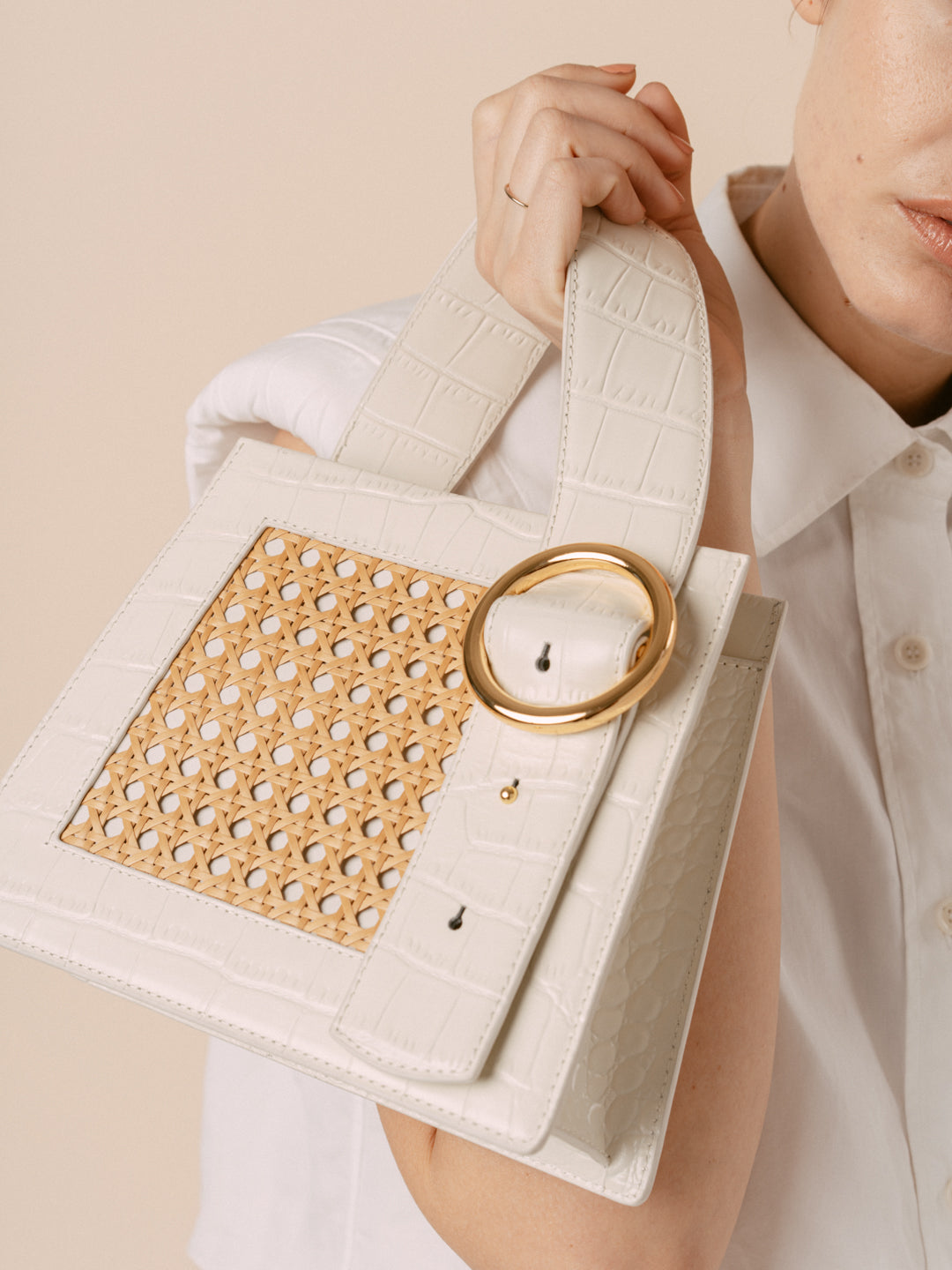 Enchanted Top Handle Bag in Bamboo Cream | Parisa Wang | Featured