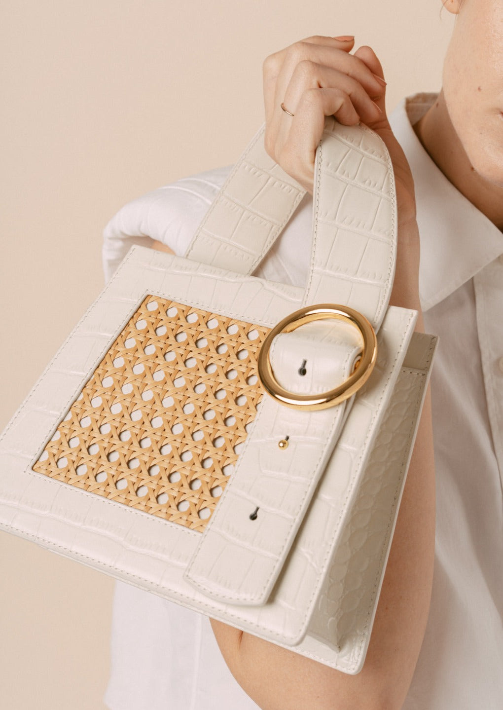 Enchanted Top Handle Bag in Bamboo Cream | Parisa Wang | Featured