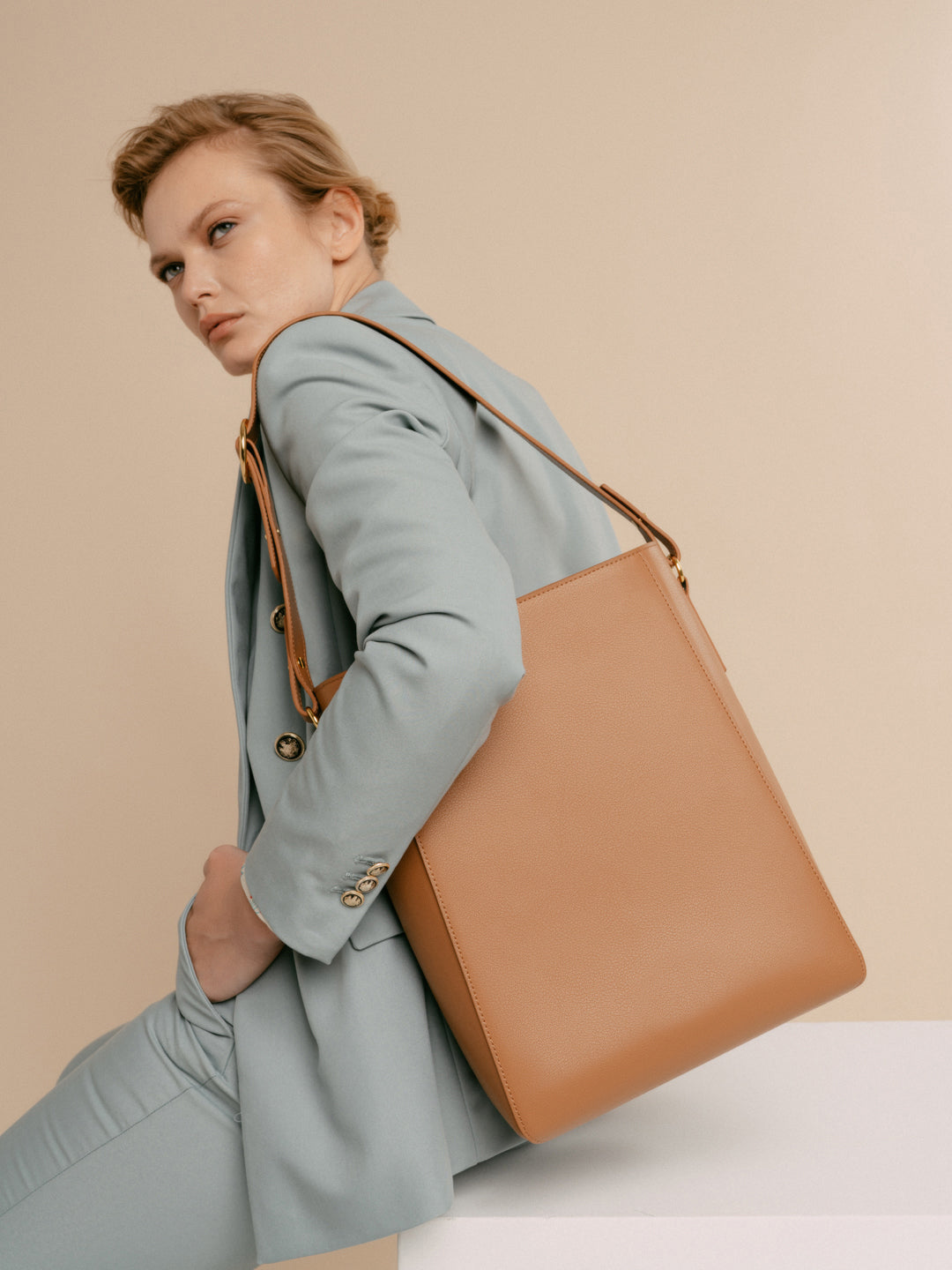 Allured Medium Tote Bag in Cappuccino | Parisa Wang | Featured