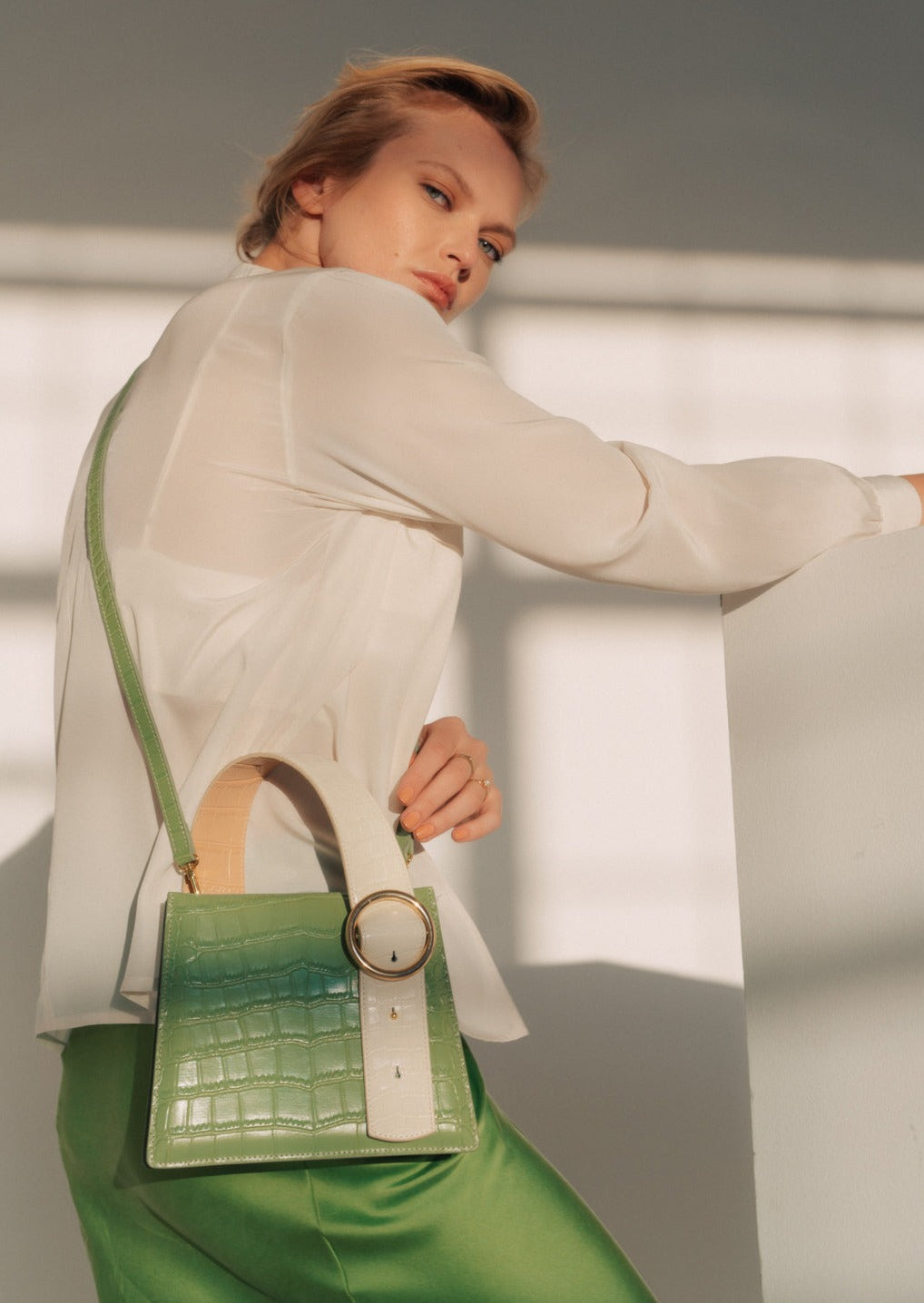 Enchanted Top Handle Bag in Sage | Parisa Wang 