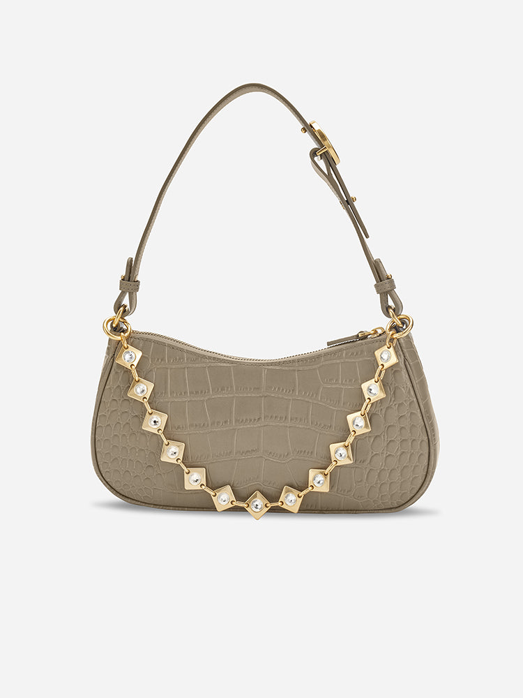 Charmed Baguette Bag in Taupe | Parisa Wang