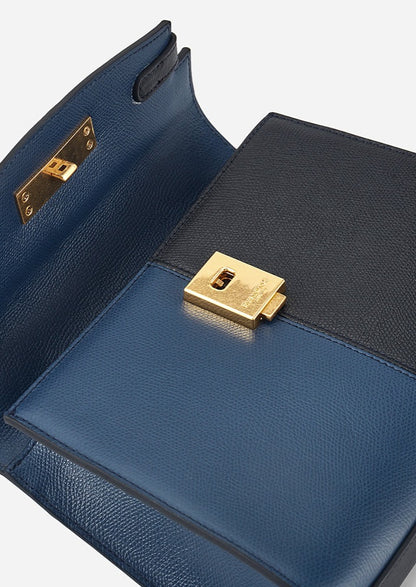 Unlocked Top Handle Bag in Navy Black | Parisa Wang