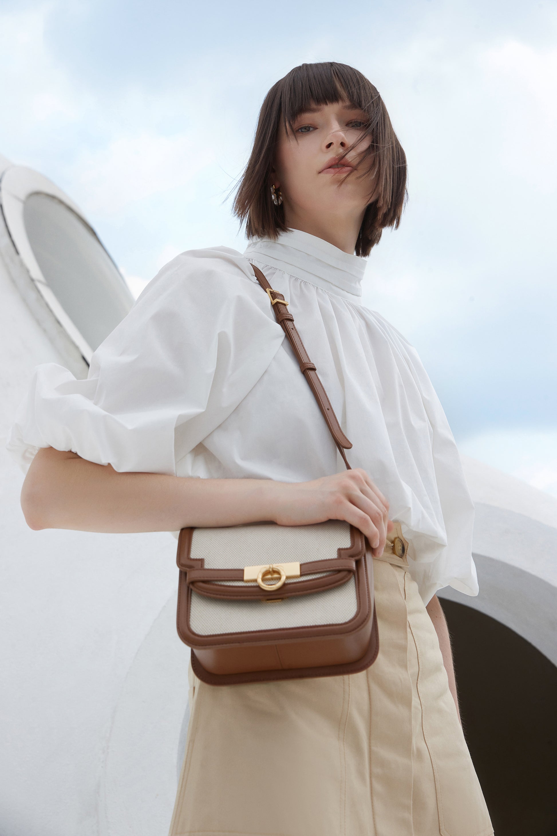 Unlocked Box Flap Bag in Canvas Brown | Parisa Wang | Featured