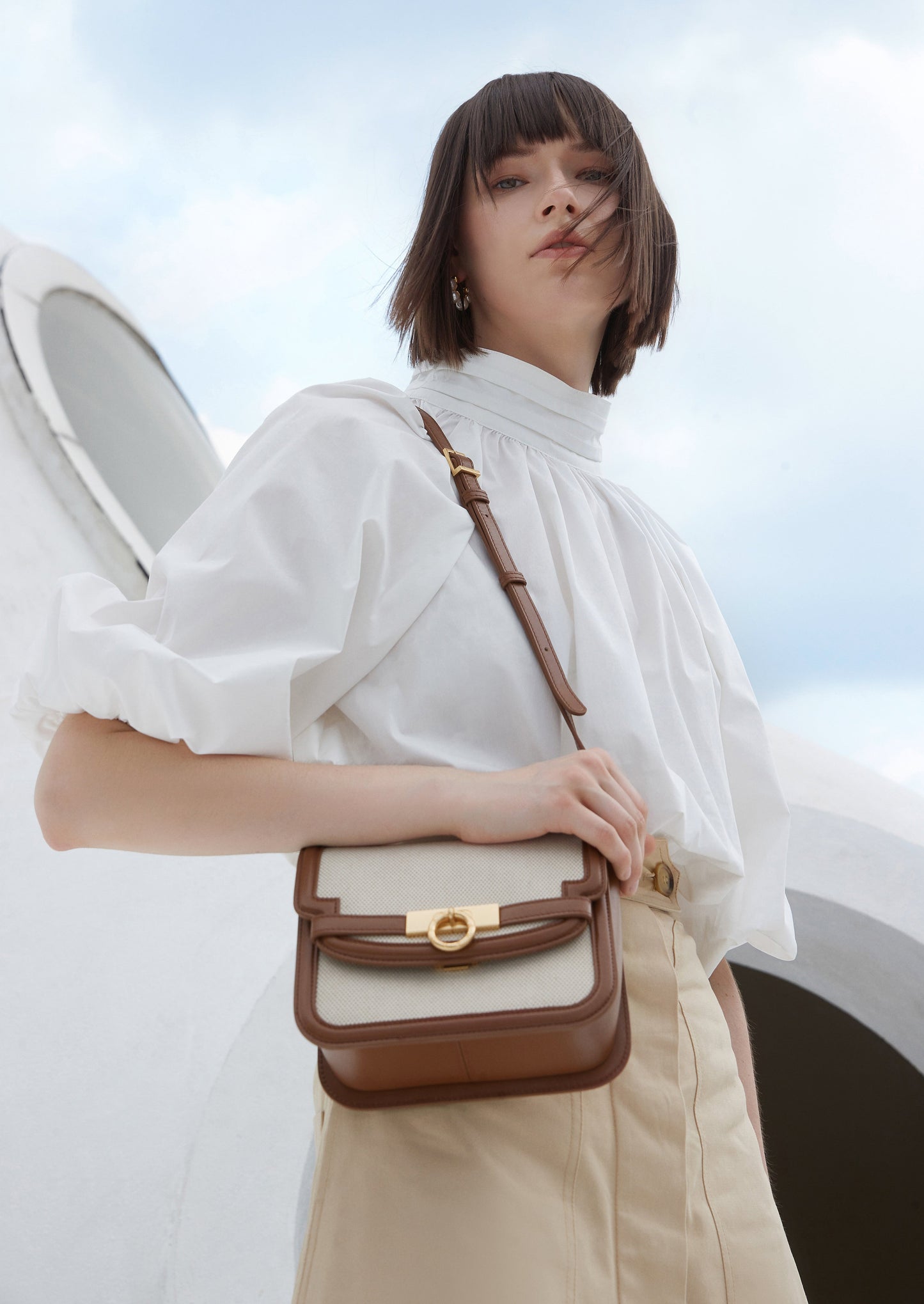 Unlocked Box Flap Bag in Canvas Brown | Parisa Wang | Featured