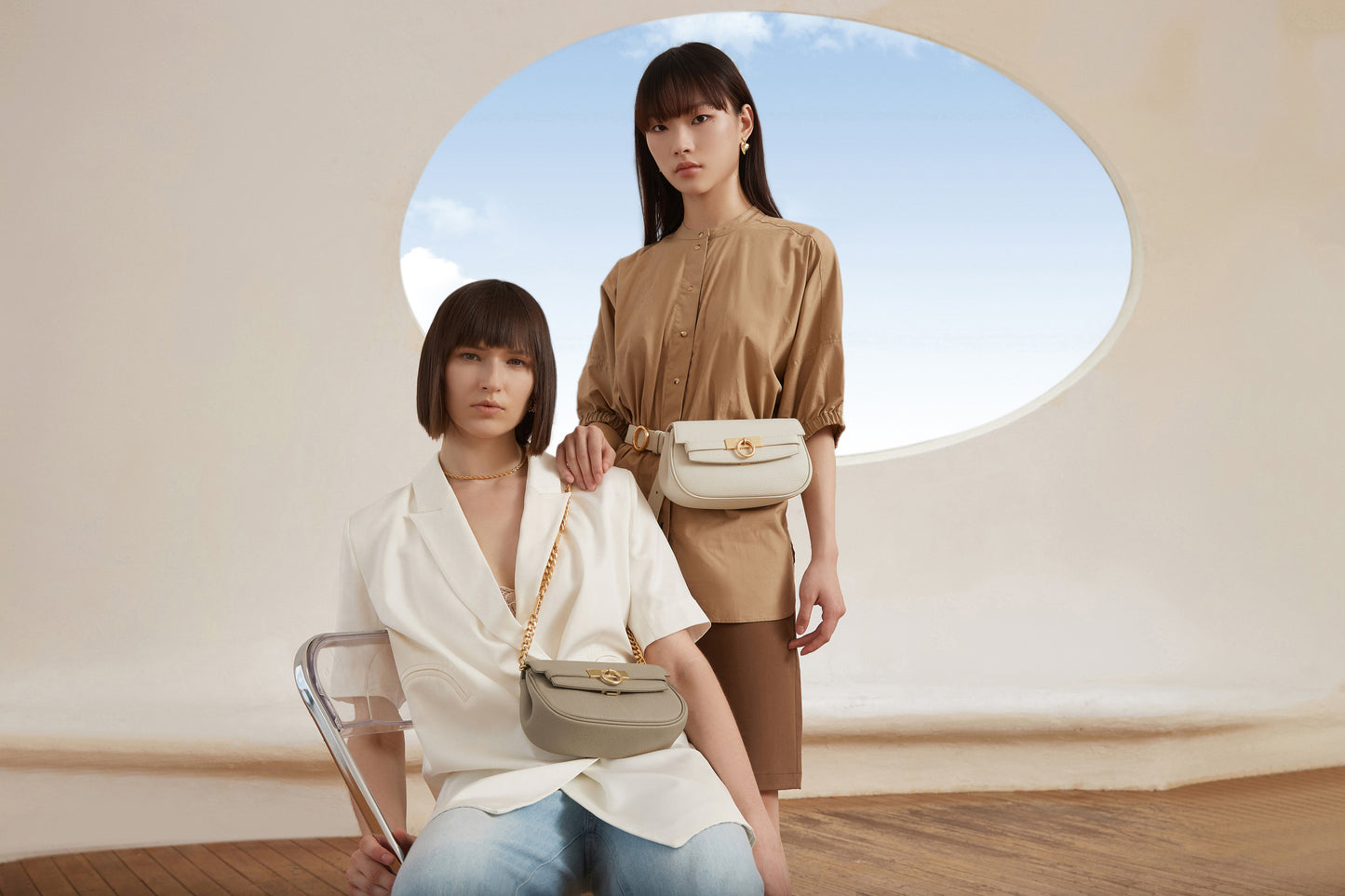 Unlocked Belt Bag in Cream | Parisa Wang | Featured