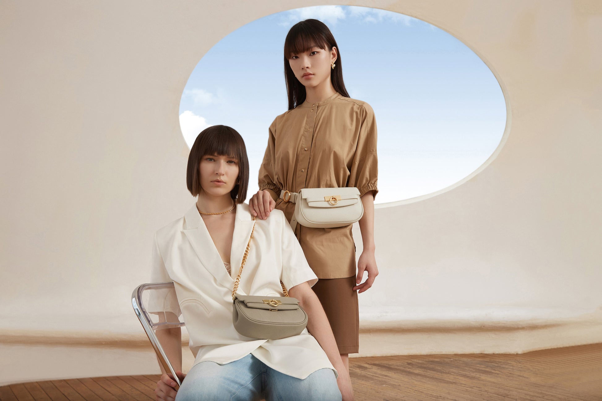 Unlocked Belt Bag in Cream | Parisa Wang | Featured