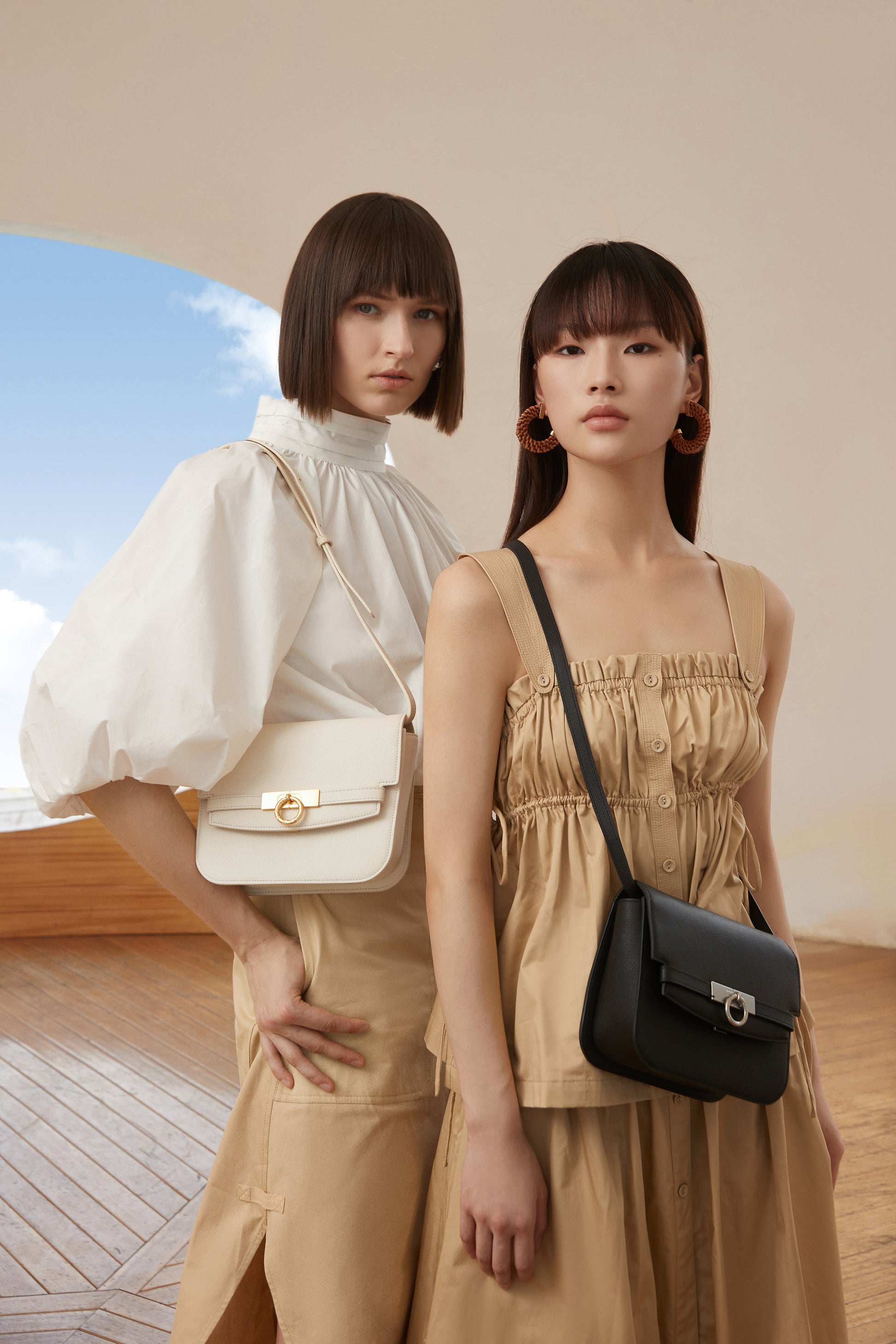 Unlocked Box Flap Bag in Cream | Parisa Wang | Featured