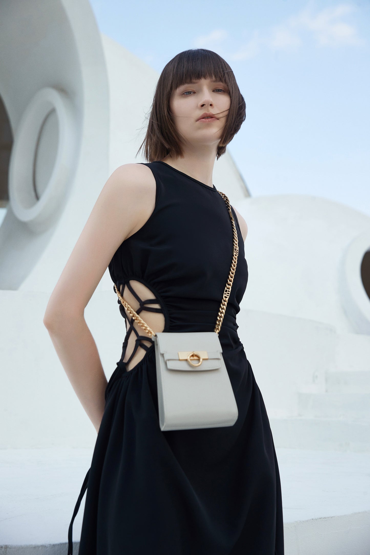 Unlocked Vertical Bag in Cream | Parisa Wang | Featured
