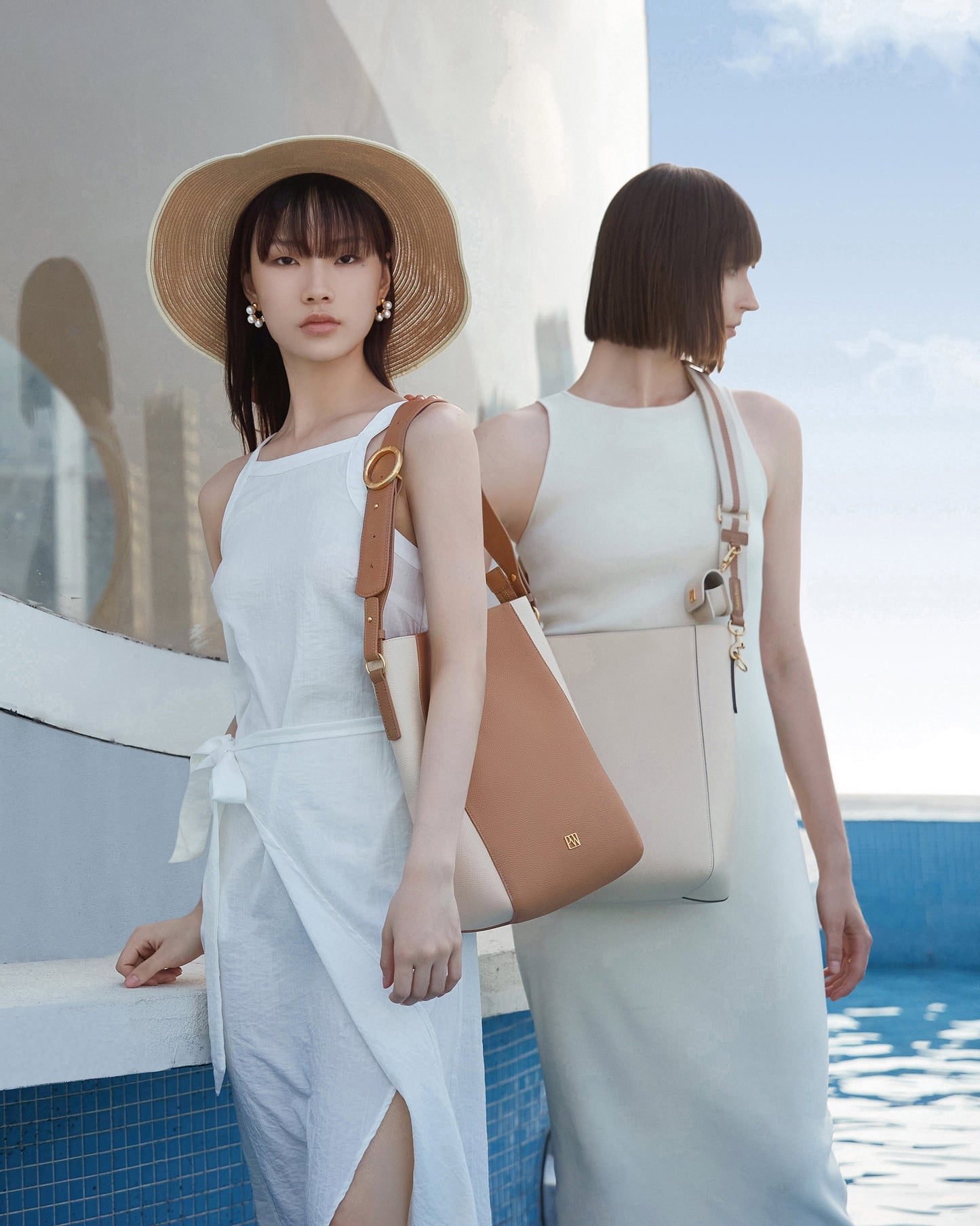 Allured Medium Tote Bag in Cappuccino Cream | Parisa Wang