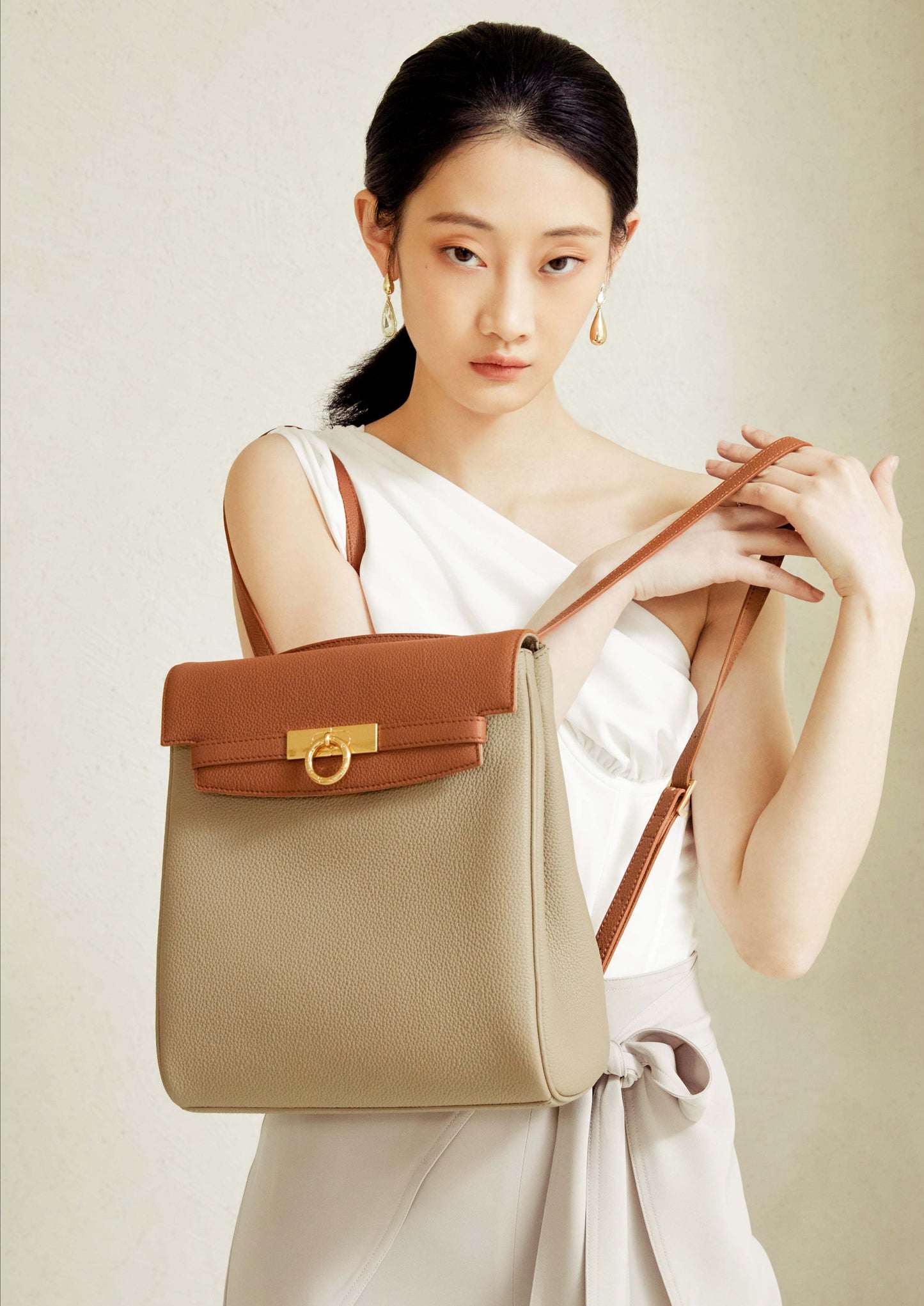 Unlocked Backpack in Taupe Brown | Parisa Wang | Featured