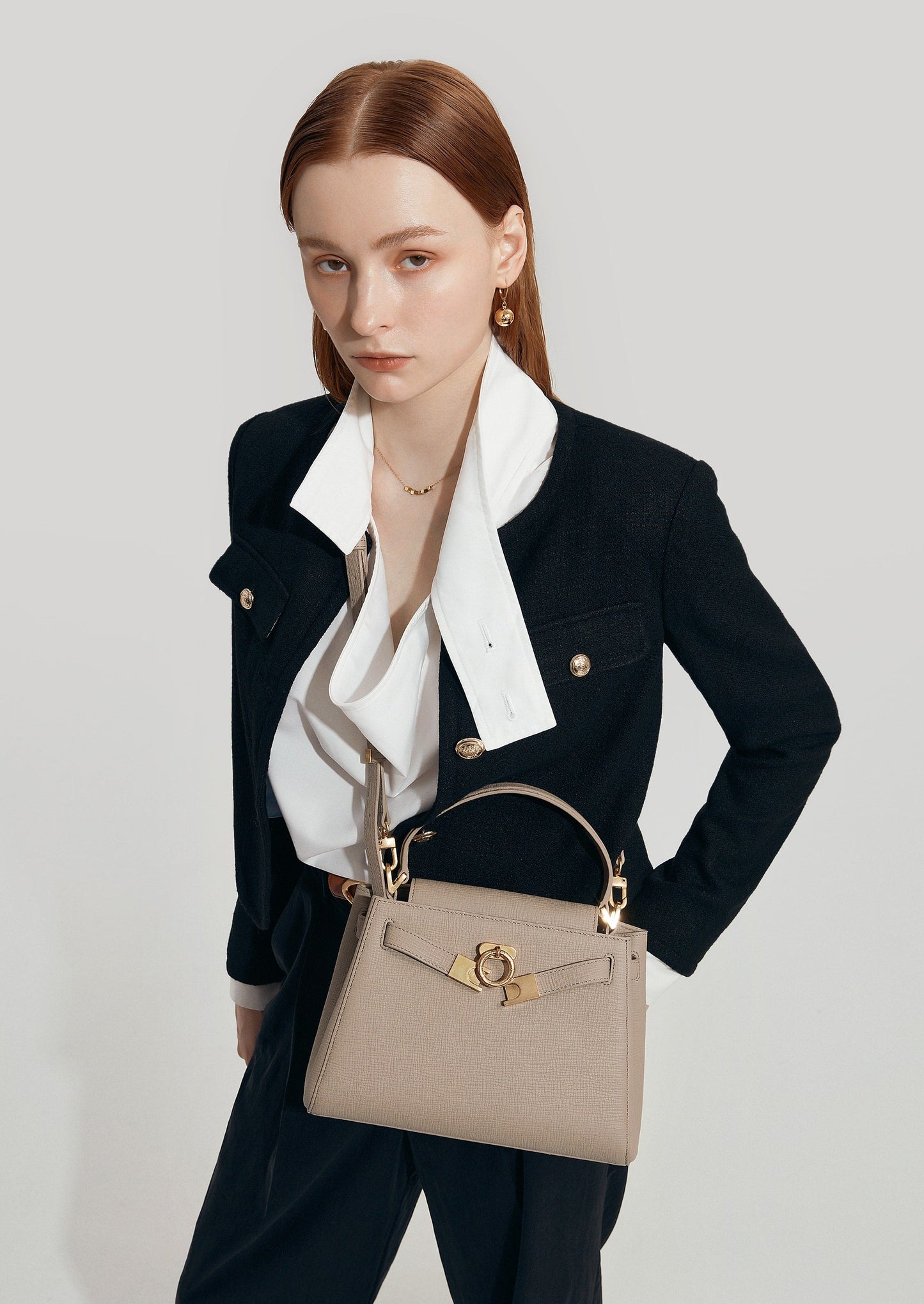 Madison Medium Top Handle Bag in Taupe | Parisa Wang | Featured 