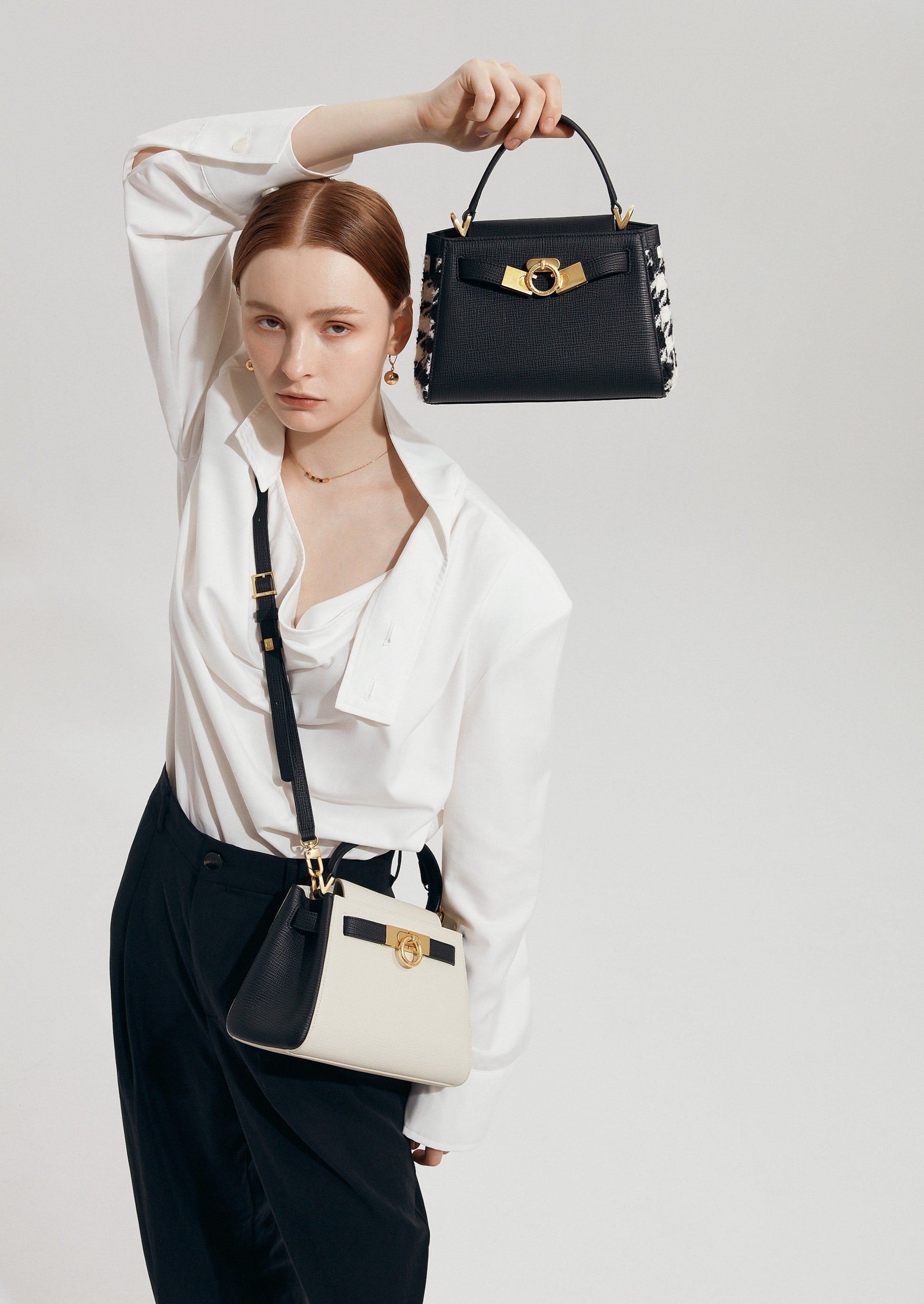 Parisa Wang | Madison Micro Top Handle Bag Houndstooth