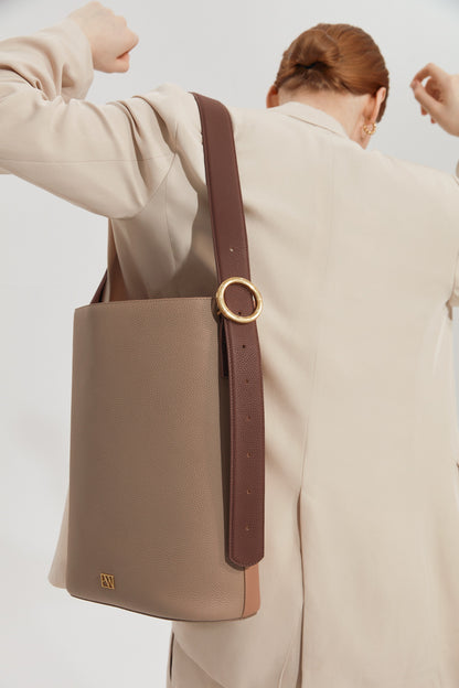 Allured Tote Bag in Taupe Cappuccino | Parisa Wang | Featured 