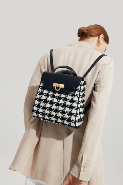 Unlocked Small Backpack in Black Houndstooth | Parisa Wang  | Featured