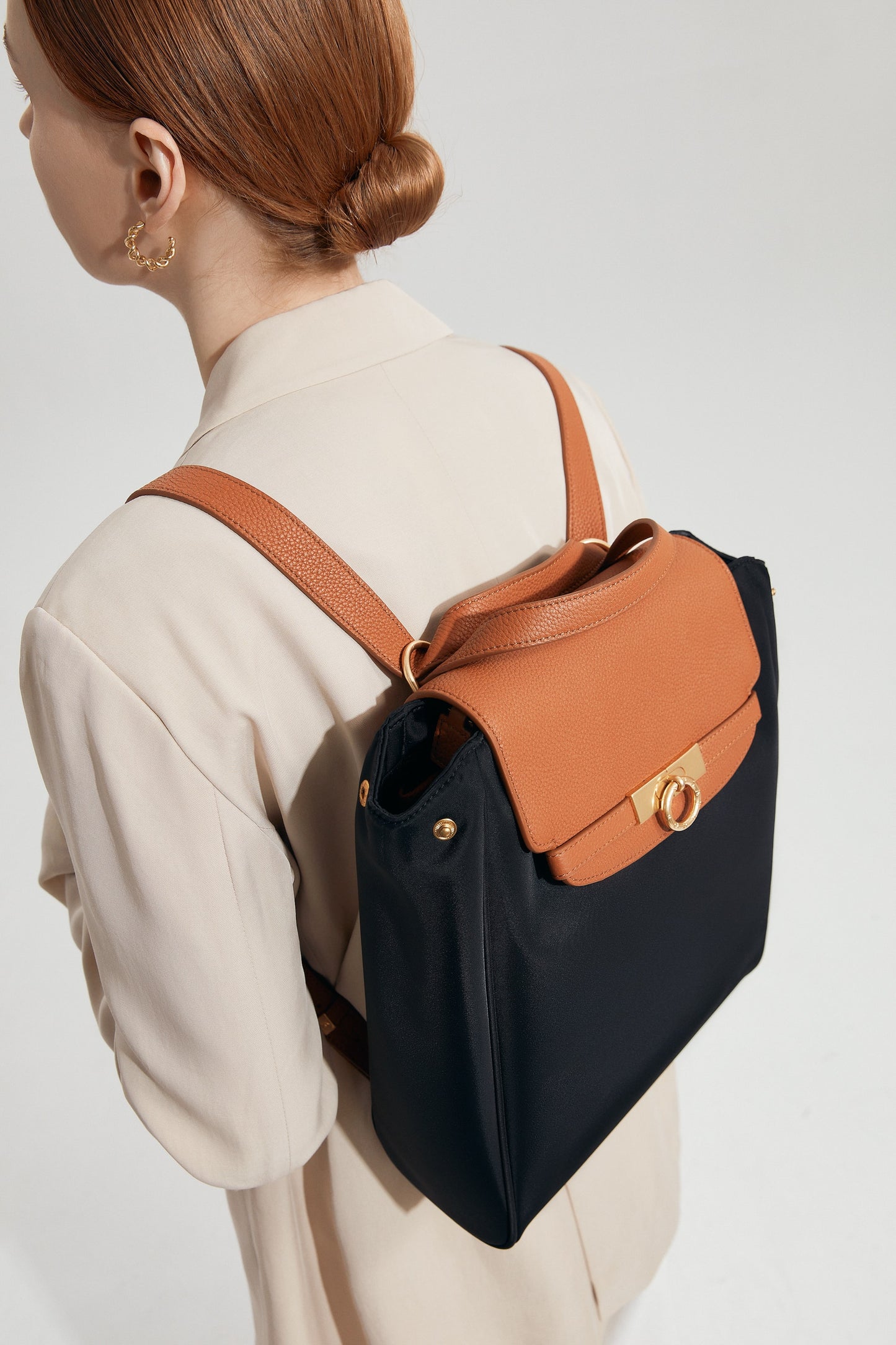 Unlocked Large Backpack in Brown Black | Parisa Wang | Featured