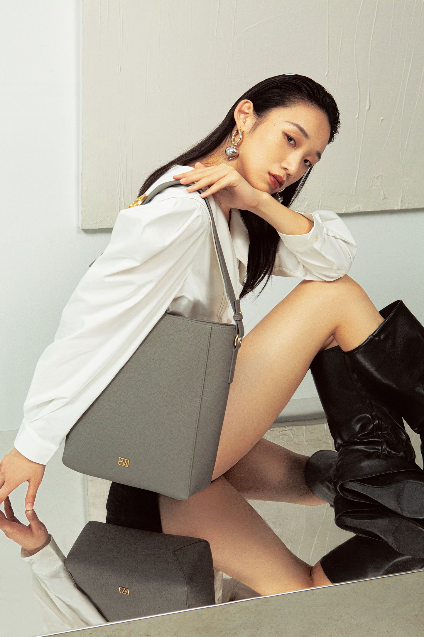 Allured Medium Tote Bag in Gray | Parisa Wang | Featured