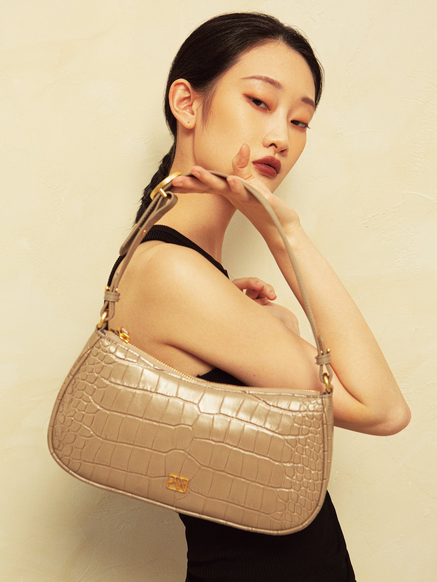 Charmed Baguette Bag in Gray | Parisa Wang | Featured