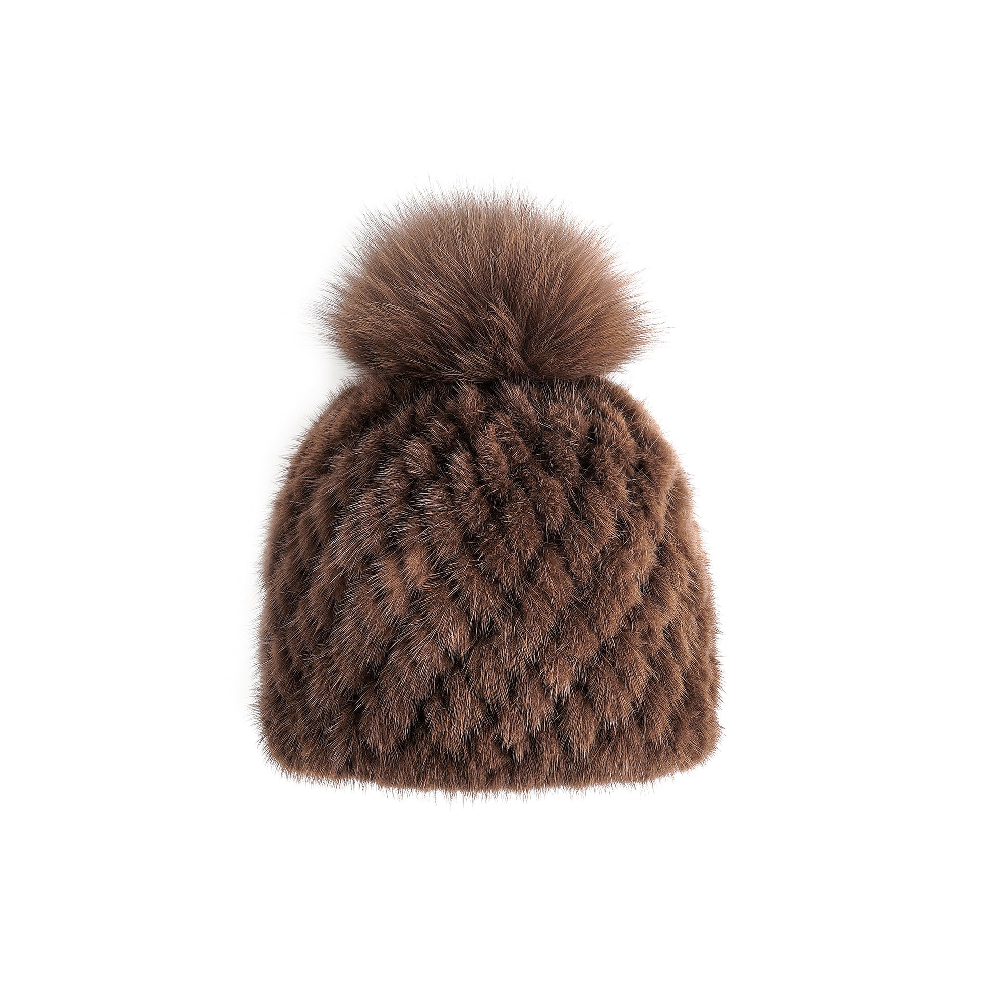 Knitted Mink Hat in Brown | Parisa Wang