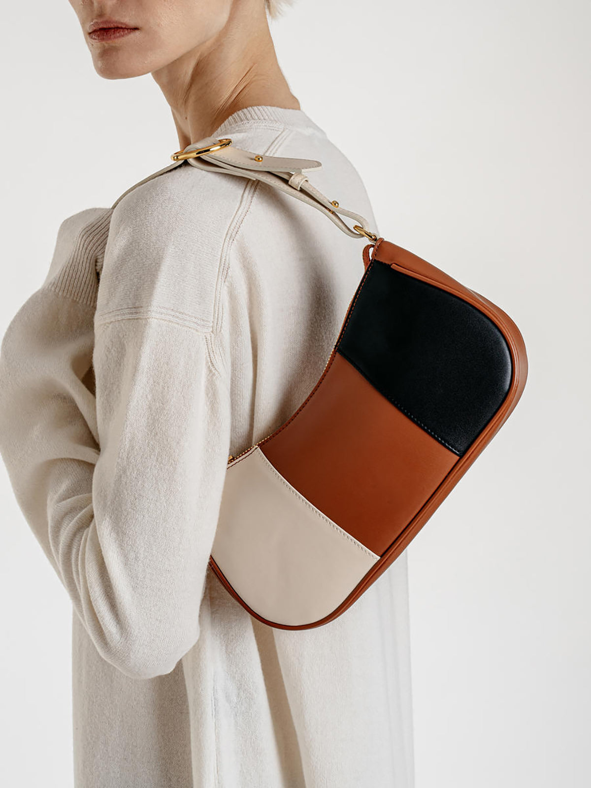 Charmed Baguette Bag in Brown Cream | Parisa Wang | Featured 